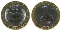 Zimbabwe 5 Dollar Bi-Met Nashorn -