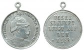 Wilhelm II. (1888-1918) tragbare Medaille Aluminium Wilhelm II (1888-1918), Büste mit Pickelhaube / Unsre Zukunft liegt auf dem Meer, Signatur: YB, ca. 25,4 MM -
