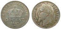 Frankreich 50 Centimes Ag Napoleon III,Mzz: BB (Strasbourg), feiner Kratzer -