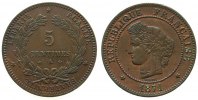 Frankreich 5 Centimes Br Ceres, A (Paris) -