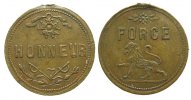 Belgien Medaille Messing Honneur / Force, Löwe, abgebrochene Öse, ca. 26 MM -