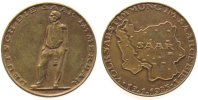 Drittes Reich Medaille Bronze Volksabstimmung im Saarland, stehender Bergmann / Landkarte, v. F. Kölle, ca. 36 MM, Randschrift Bayer.Hauptmünzamt, klei -