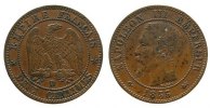 Frankreich 5 Centimes Br Napoleon III, D (Lyon), Anker -