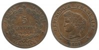 Frankreich 5 Centimes Br Ceres, A (Paris) -