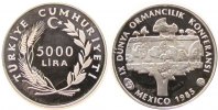 Türkei 5000 Lira Ag FAO, leicht fleckig -