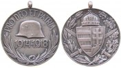 Ungarn tragbare Medaille Tombak PRO DEO ET PATRIA / 1914-1918 - für Frontkämpfer, Stahlhelm / Stephanskrone und Wappen Ungarns, ca. 37 MM, kleine Randstö -