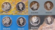 Kanada 4 x 50 Cents Ag Schneehuhn, Papageientaucher, Kranich, Meisenhäher, Original Blister -