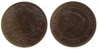 Frankreich 5 Centimes Br Ceres, A, kleiner Fleck, Faisceau -