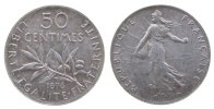 Frankreich 50 Centimes Ag Semeuse -