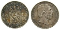 Niederlande 1 Gulden Ag Wilhelm III, Schulman 617, Belag -