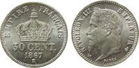 Frankreich 50 Centimes Ag Napoleon III, K (Bordeaux), winziger Randfehler -