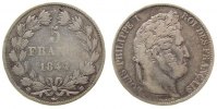 Frankreich 5 Francs Ag Louis Philippe I, BB (Strasbourg) -