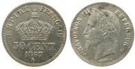 Frankreich 50 Centimes Ag Napoleon III, A (Paris), feine Kratzer -