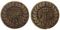 Frankreich 1 Decime Br Louis XVIII, BB (Strasbourg) -