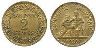Frankreich 2 Francs AlBr fleckig-spotted -