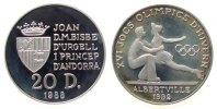 Andorra 20 Deniers Ag Olympiade Eiskunstlauf, Patina