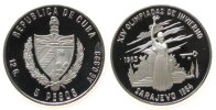 Kuba 5 Pesos Ag Olympiade Frau mit Fackel -