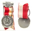 Schützen tragbare Medaille Weismetall Nidwalden - Überfallschießen, Kranzauszeichnung, zur Erinnerung an den Heldenkampf der Nidwaldner 1798, Schlachtensze -