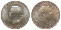 Dänemark 2 Kronen Ag 18.Gebursttag Prinzessin Margarethe -