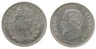 Frankreich 20 Centimes Ag Napoleon III, A (Paris), feine Kratzer -