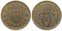 Dänemark 1 Krone 1925 AlBr Christian X, Schön 41 ss