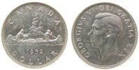 Kanada 1 Dollar Ag Georg VI, Kanu, kleiner Randfehler -
