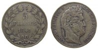 Frankreich 5 Francs Ag Louis Philippe I, A (Paris), kleine Randstöße -