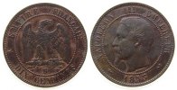 Frankreich 10 Centimes Br Napoleon III, B (Rouen), korrodiert -