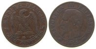 Frankreich 5 Centimes Br Napoleon III, D (Lyon), kleine Randfehler -