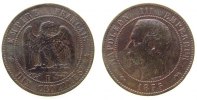 Frankreich 10 Centimes Br Napoleon III, D (Lyon), Anker -