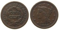 USA 1 Cent Br Braided Hair, Kratzer -