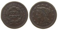USA 1 Cent Br Braided Hair, kleine Randstöße -