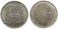 Frankreich 20 Francs Ag Turin, Marianne, lange Spitzen, rameaux longs -