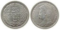 Niederlande 25 Cent Ag Wilhelmina I, Schulman 869 -