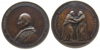 Vatikan Medaille Bronze Leo XIII (1878-1903) - Hl. Dominikus und Hl. Franziskus, Brustbild nach links / beide Heilige in Mönchskutte umarmen sich -