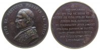 Vatikan Medaille Bronze Pius IX (1846-78), AN XXVII, Brustbild nach links / Mehrzeiler, v. Calvi, ca. 65,5 MM, Randschaden ! -