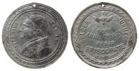 Vatikan Medaille Zinn Pius IX (1846-70) - auf sein 50.jähriges Bischofjubiläum 1877, Büste nach links / Mehrzeiler, ca. 34 MM, gelocht -