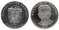 Panama 5 Balboas Ag Belisario Porras, etwas angelaufen -
