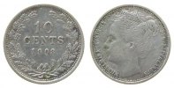 Niederlande 10 Cents Ag Wilhelmina I, feiner Kratzer, Schulman 885 -