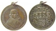 Städte tragbare Medaille Bronze versilbert Aurich (Ostfriesland) - auf die 250-Jahrfeier der Ulrichschule, Brustbild von vorn / Wappen, v. Lauer, ca. 33, -