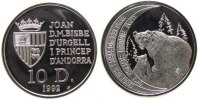 Andorra 10 Deniers Ag Braunbären
