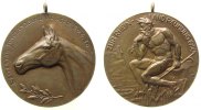 Tiere tragbare Medaille Bronze Reitertag Junglandbund Nassau, Pferdekopf nach links / Flussgott mit Schrift: zur Rheinlandräumung, Signatur: BM, ca. 40, -