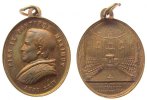 Vatikan tragbare Medaille Bronze Pius IX (1846-70) - auf das 1. Vatikanische Konzil, ANNO XXIV, Brustbild nach rechts / Konzilversammlung, ca. 28,5 x 33 M -
