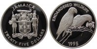 Jamaika 25 Dollar Ag Rotspiegelamamzonen -