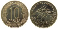Zentral Afrik. Staaten 10 Francs AlBr Elenantilopen, Essai, 1550 Ex. -