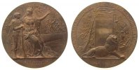 Frankreich Prämienmedaille Bronze Verteidigungsministerium - für Tapferkeit, Force Courage, stehender Soldat mit Gewehr neben, auf einer Kanone sitzende Fr -