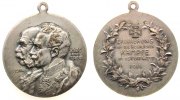 erster Weltkrieg tragbare Medaille Bronze verilbert Wilhelm II und Franz Josef II, beider Büsten nach links / Erinnerung an 1914, ca. 30,3 MM -