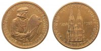 Köln Medaille Bronze Köln - auf die 680 Jahrfeier der Grundsteinlegung des Domes, Dom / Hüftbild des Dombaumeisters Gerhard von Rile mit Grund -