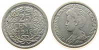 Niederlande 25 Cent Ag Wilhelmina I -