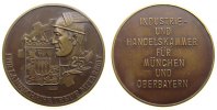München Medaille Bronze München - für 25 Jahre treue Mitarbeit, Wappen und Zahnrad / Mehrzeiler, ca. 50,5 MM, kleiner Randstoß -